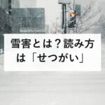 雪害とは？読み方は「せつがい」｜除雪の死者は9割超が65歳以上です