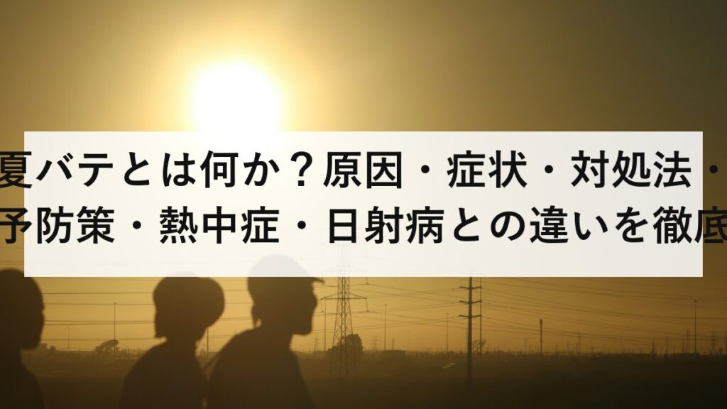 夏バテとは何か？原因・症状・対処法・予防策・熱中症・日射病との違いを徹底解説