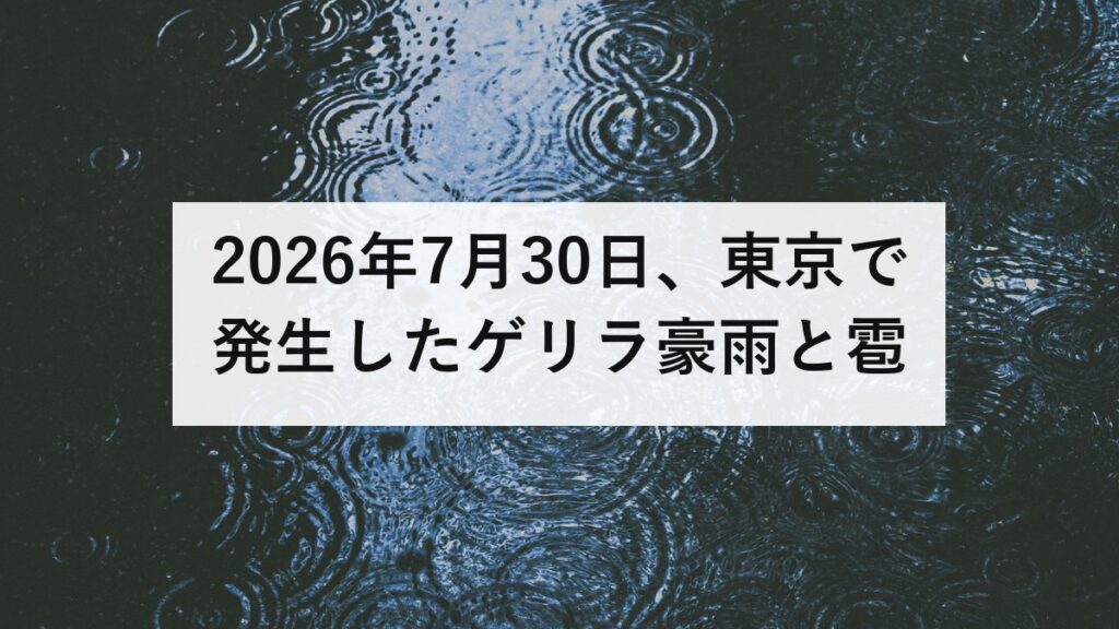 2026年7月30日、東京で発生したゲリラ豪雨と雹｜警報のタイムラインと今後の備え